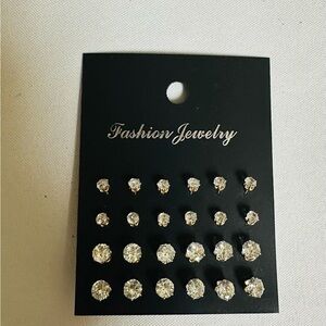 Elegant Gold and Silver Stud Earrings Set set of 12